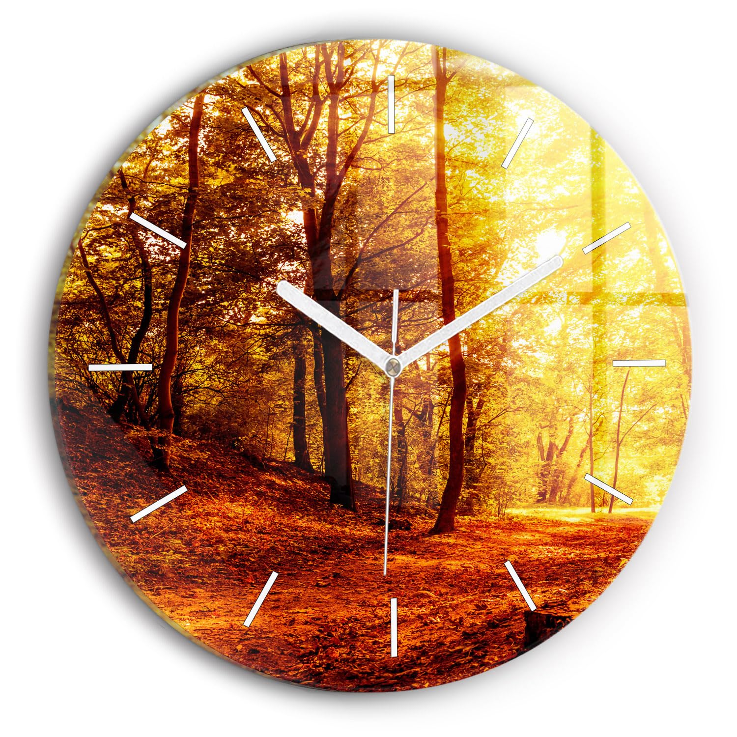 Horloge en Verre Paysage Forestier au Soleil Wallfluent 30 cm Cosy