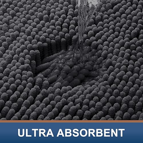 Miniatura 4 de smiry Alfombras de baño de felpilla en forma de U, suaves, absorbentes, antideslizantes, contorneadas, lavables a máquina, para baño, inodoro, 20 x