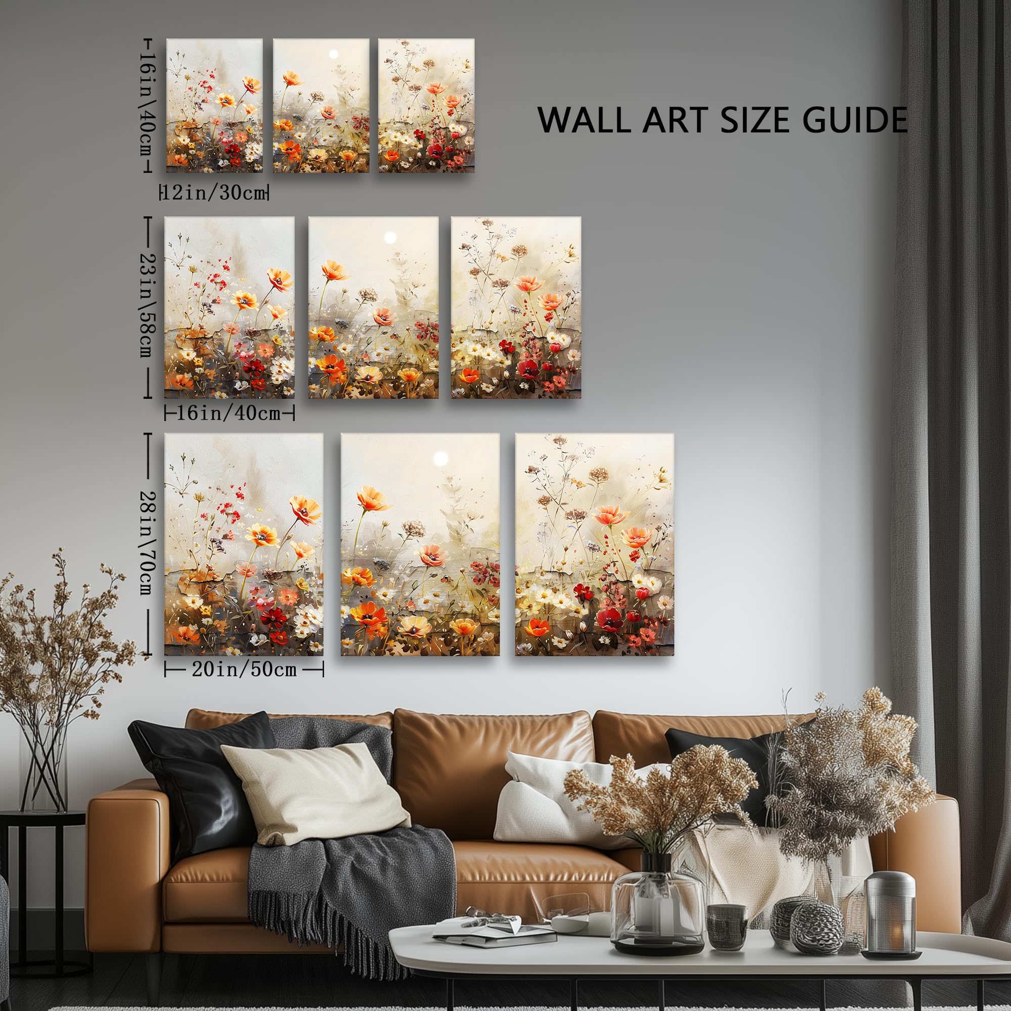 MHARTK66 ästhetische Bilder Wohnzimmer Blumen Landschaft Gemälde 40x60 cm | hd-druck mit klaren details, leichtes aufhängen, schnelle montage, flexibel einsetzbar und ideal als passende geschenkidee