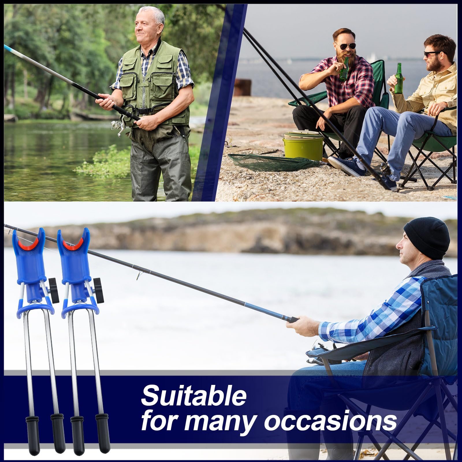 Libima 4 supporti per canna da pesca per canne da pesca bancaria supporti per canna da pesca regolabile a 360 gradi in acciaio inossidabile supporto universale pieghevole per attrezzatura da pesca al