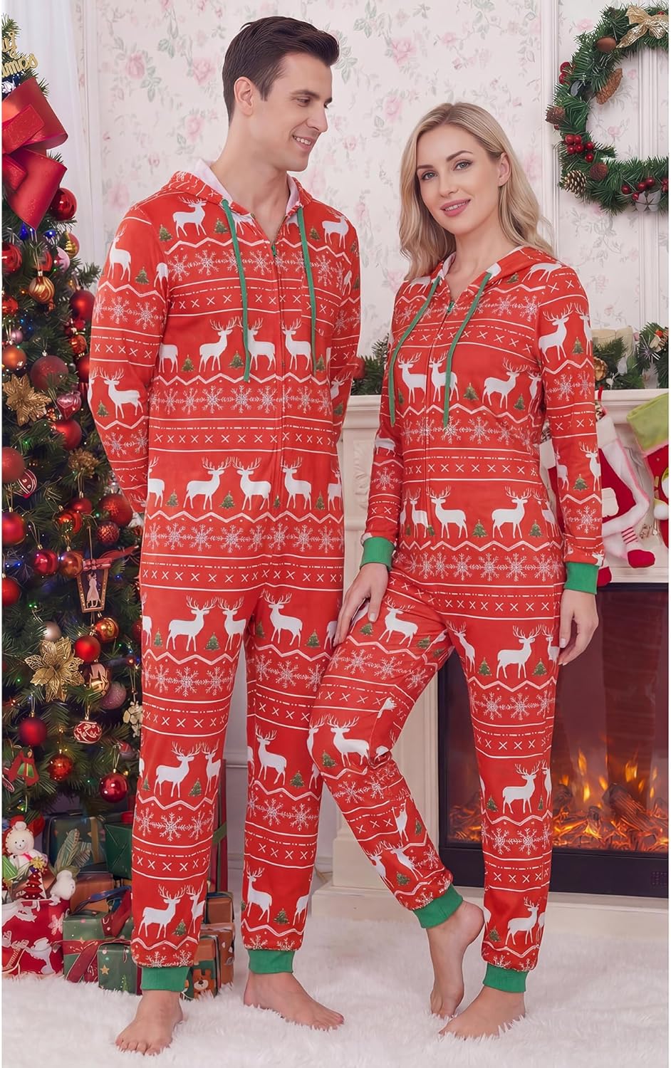 frawirshau Christmas Onesie Pajamas For Family Couples Onesie Pajamas For Women Onesies - Image 5