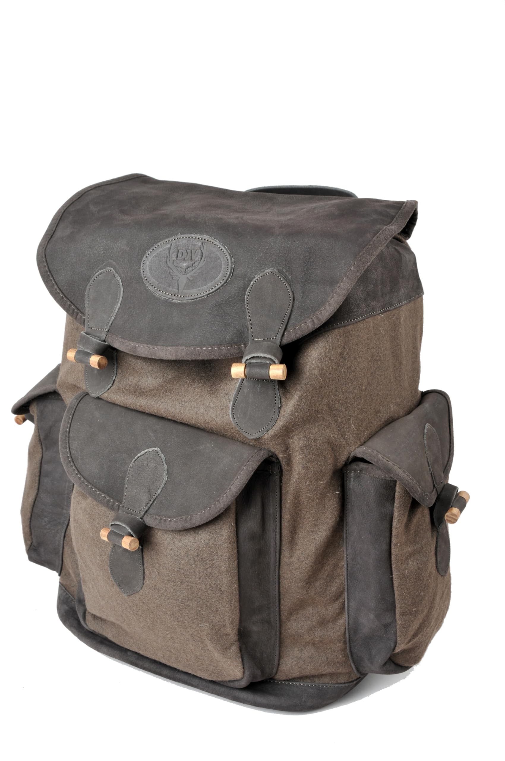 DJV Jagdrucksack Hirschgrund – Loden-Rucksack für Ansitz & Pirsch | Herausnehmbares Sitzkissen, Geräuscharm, Robust, Viele Fächer, Outdoor-Rucksack
