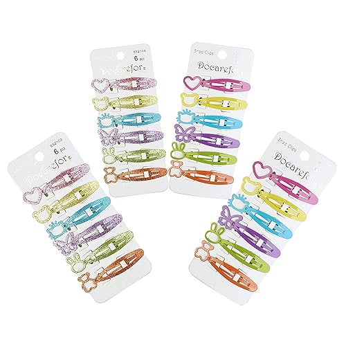 Miniatura 7 de 24 pinzas para el cabello para niñas, antideslizantes, de metal, a presión, para niños, adolescentes, mujeres, color caramelo sólido y brillante,