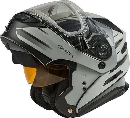 Miniatura 5 de GMAX GM-01S - Casco modular para nieve con escudo eléctrico (gris mateplateado, grande)