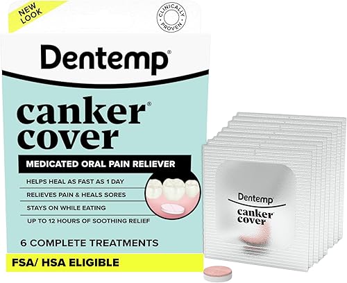 Dentemp Funda para el cancro, analgésico para el dolor de aftas (6 unidades) - Tratamiento para aliviar el dolor bucal, las llagas bucales y la