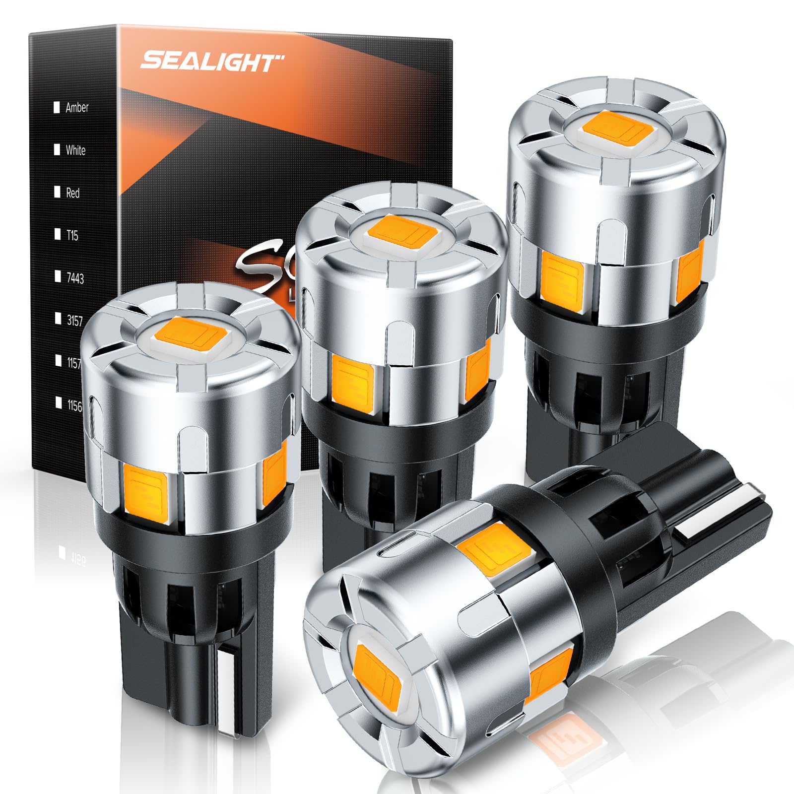 SEALIGHT 194 Led Bulb, 2000K Amber 168 T10 Led License Plate Light 600% Brightness Replacement Bulbs For Trunk, License Plate Dome Map Door Courtesy Light (Pack Of 4)