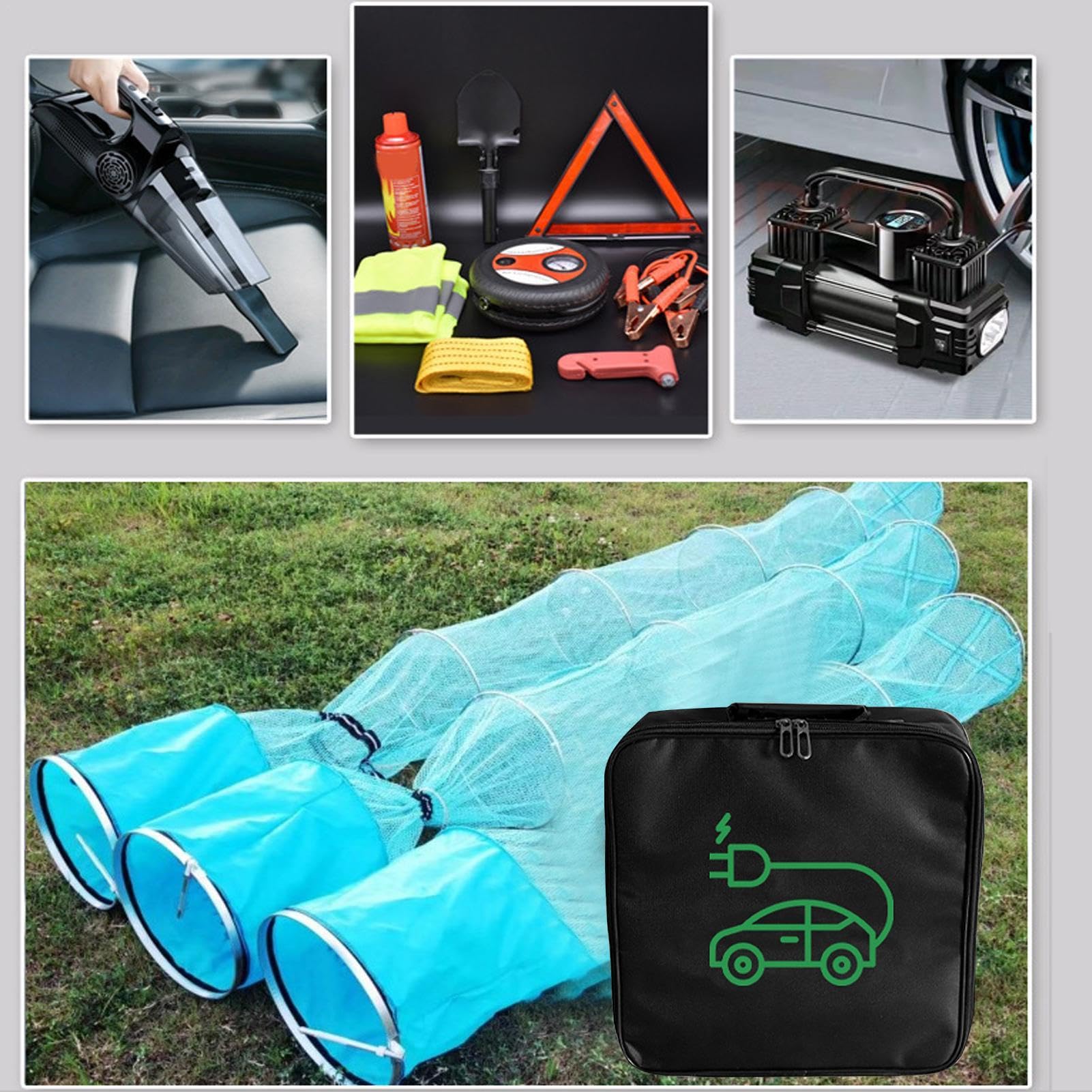 Sac De Rangement étanche Pour Câble De Recharge Voiture électrique - Tissu Oxford Avec Poignée - Pour Câble, Pompe à Air, Outils