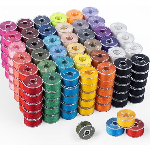 ilauke 210 pcs Bobbin Thread, SizeA Class15 Prewound Sewing Bobbins for Sewing Machine, 36 Colors Polyester Sewing Threads Compatible for Brother/Singer/Babylock/Janome Machine, 60WT