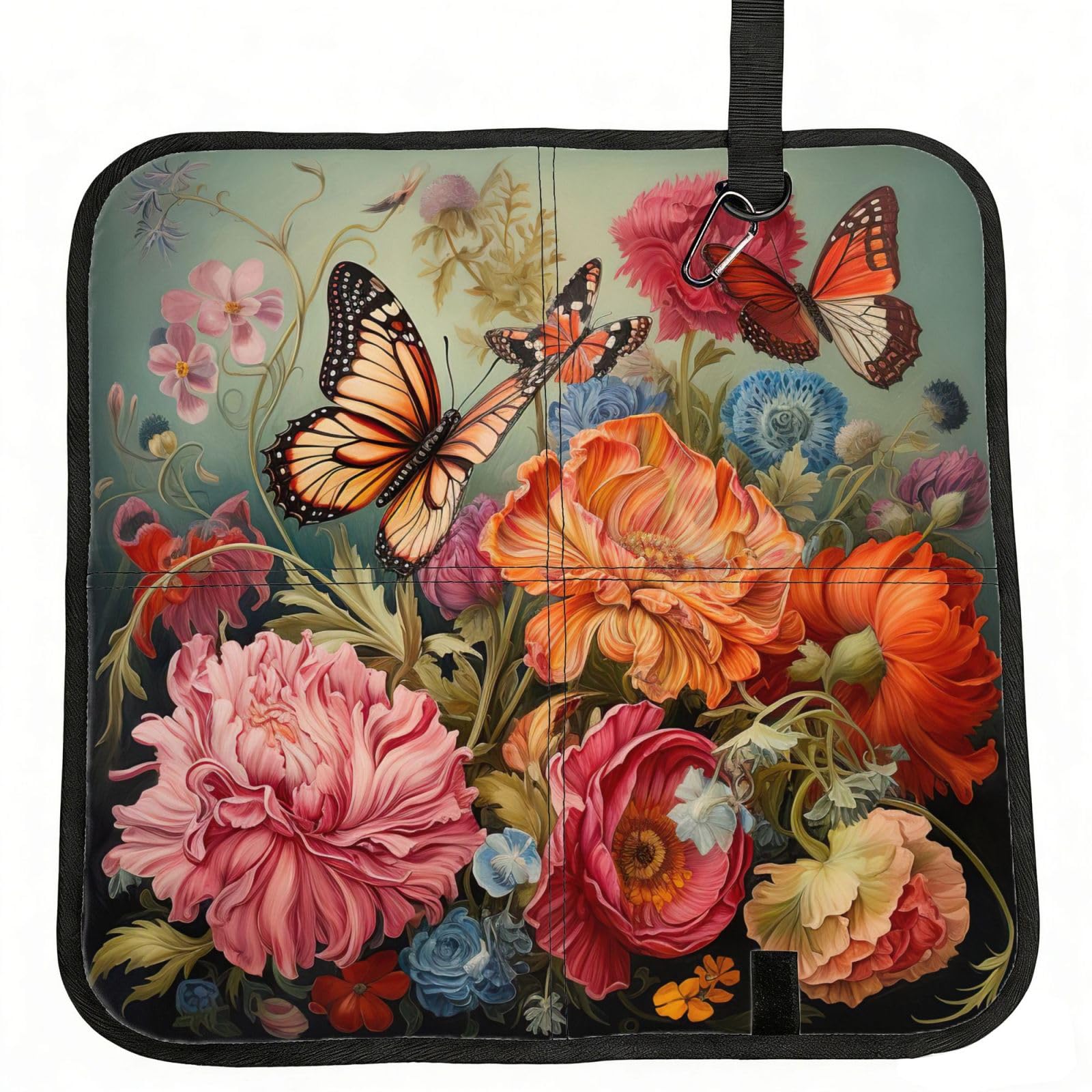 PPHGUT Flowers And Butterfly Print Foldable Seat Cushion Waterproof Portable Chair Pad Travel Outdoor Picnic Camping