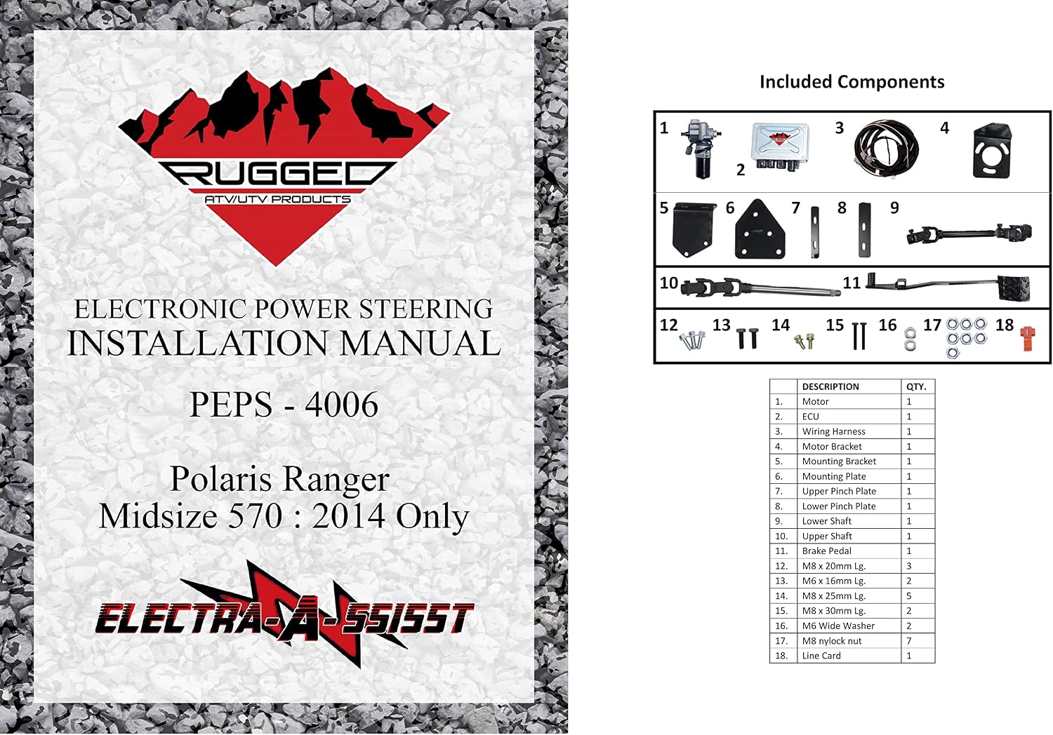 Rugged Front Electric Power Steering Kit for (2014) Polaris Ranger 570, in a Bolt on System, Steers Easily & Gets Rid of Wheel Jerk/Bump Steer When Navigating Rough Terrains, Make Your Ride Better