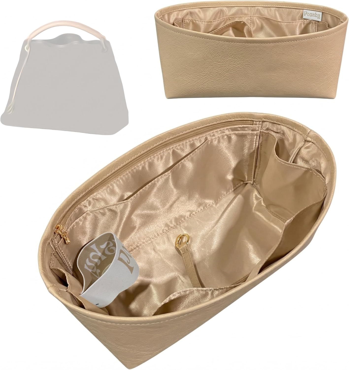 Luxe Silk Purse Organizer compatible with LV Artsy MM/GM Organizer Insert — Perfect Fit, Full Coverage, No Bulky, Premium Quality Dupont Paper (Cream, for Artsy MM)