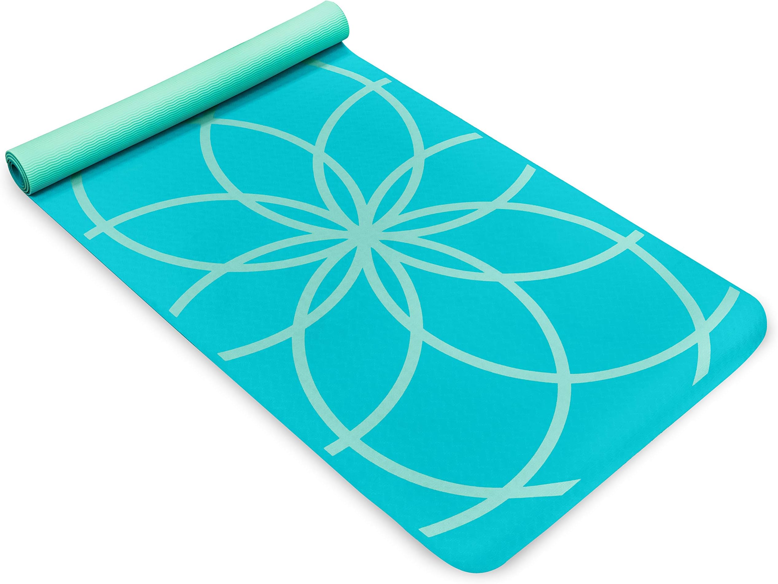 Life Energy EkoSmart Non-Slip Exercise Yoga Mat with Carrying Strap, 4 mm Thick
