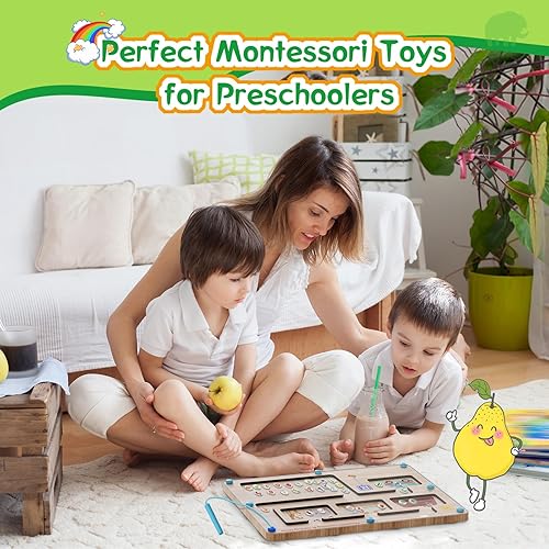 Miniatura 2 de Juguete de laberinto magnético, juguetes Montessori con palabras a la vista para niños de 3, 4 y 5 años, tablero de actividades de rompecabezas de