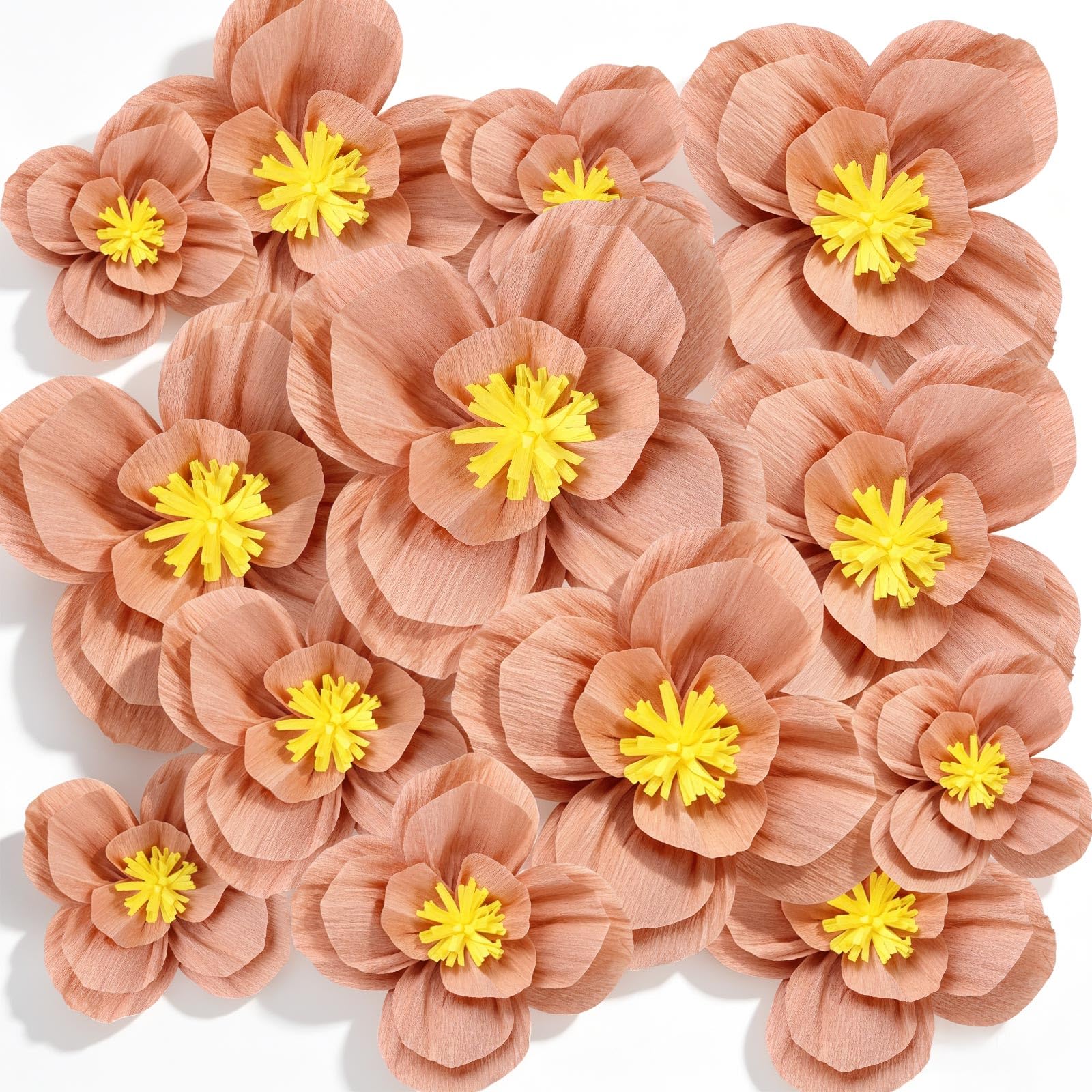 Cholemy 24 Pcs Tissue Paper Flowers, Crepe Paper Flowers Decorations 8" 10" 12" for Wedding Party Baby Bridal Shower Carnival Party Birthday Nursery Wall Decor (Dusty Pink)