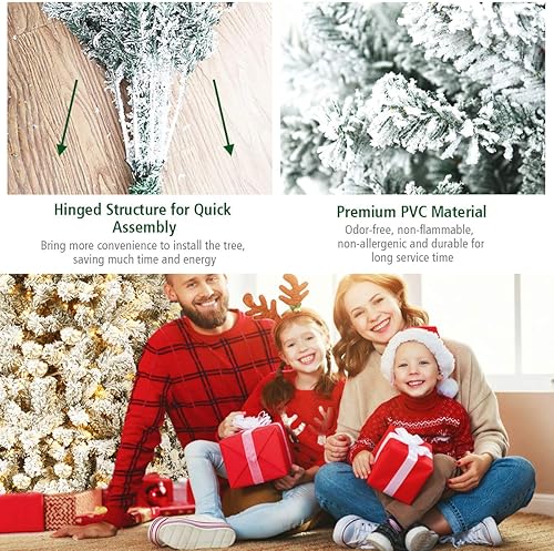 Miniatura 3 de Nightcore - Árbol de Navidad artificial preiluminado de 7.5 pies, pino con bisagras flocadas de nieve con 1010 puntas de ramas y 450 luces LED