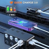 Vista 15 de Nilight Panel de enchufe de cargador de encendido y apagado 4 en 1, cargador USB dual, toma de corriente, voltímetro LED, encendedor de cigarrillos