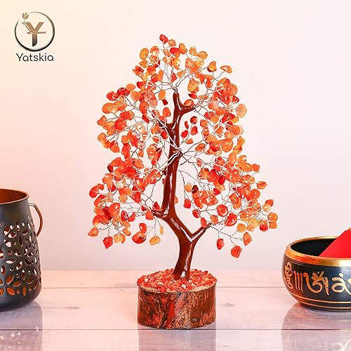 Miniatura 5 de YATSKIA - Collar de árbol de la vida de cristal cornalina con colgante de orgón de siete chakras, Feng Shui, bonsái, piedra preciosa, árboles, buena