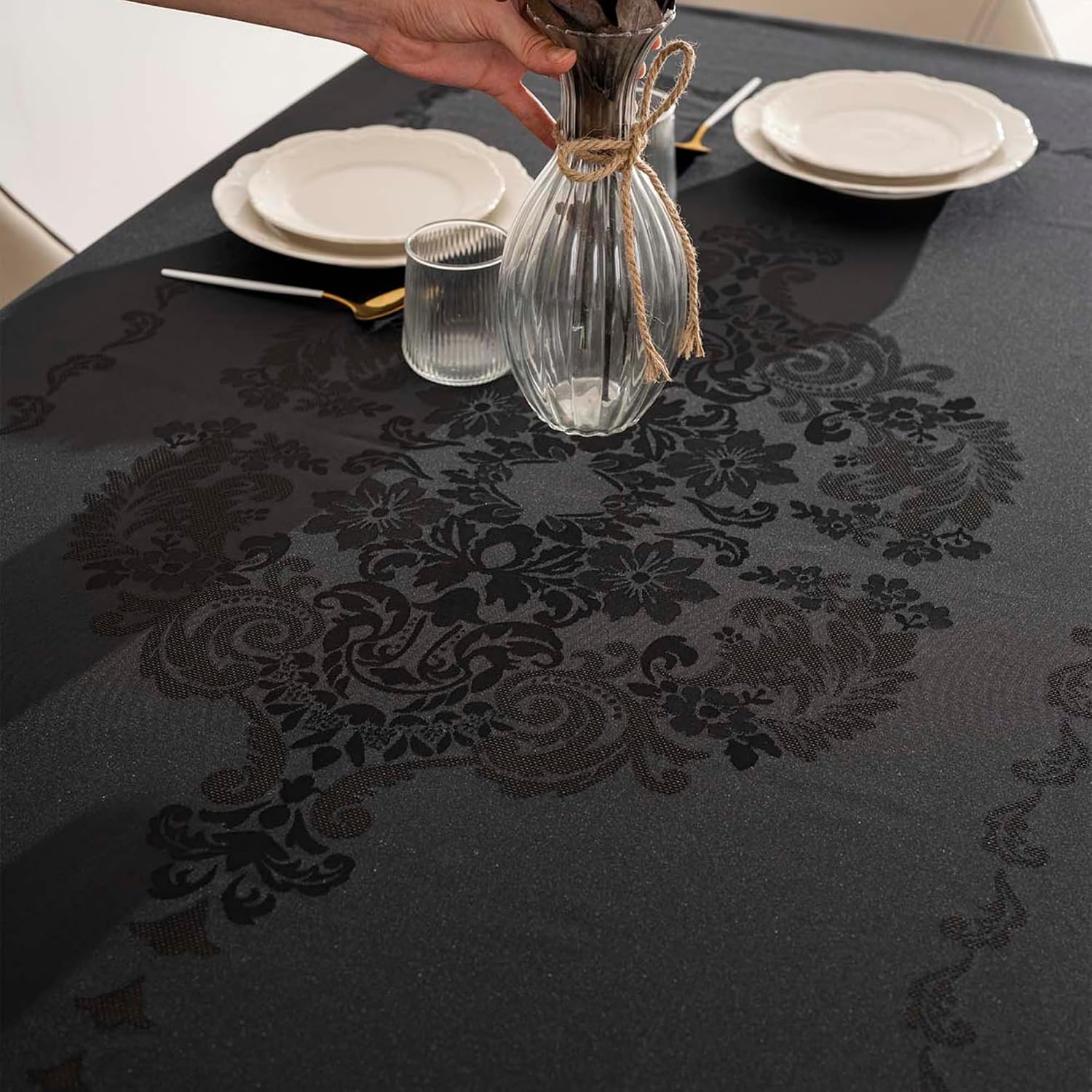 Rectangular & Round Tablecloth for Dining & Picnic | Botanical Print Fabric Table Cover for Indoor Outdoor Tables | Durable Table Cloth for Kitchen, Parties, Holidays & Everyday Use