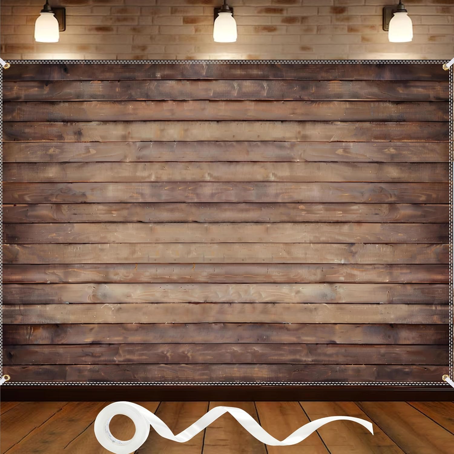 Wood Backdrop 7×5ft for Photography, Rustic Wooden Brown Wall Background