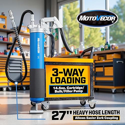 Miniatura 3 de STEINBRÜCKE Pistola de engrase con agarre de pistola de alto rendimiento, manguera flexible reforzada extra larga de 27 pulgadas