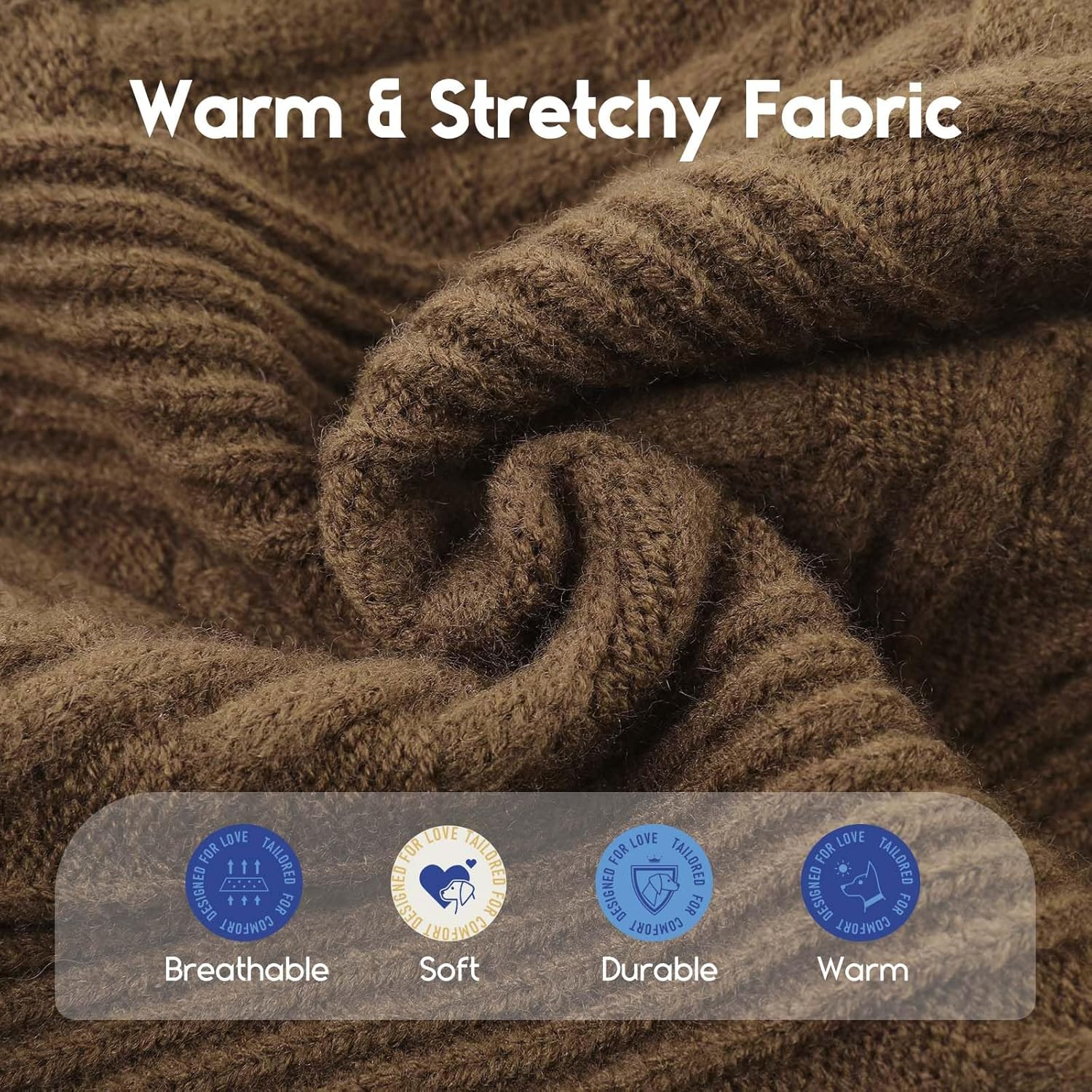 ASENKU Extra-Large Dog Sweater, Dog Sweaters for Extra Large Dogs, Pet Sweatshirt Apparel Turtleneck Pullover Winter for Doberman, Great Dane (Coffee, 4XL)