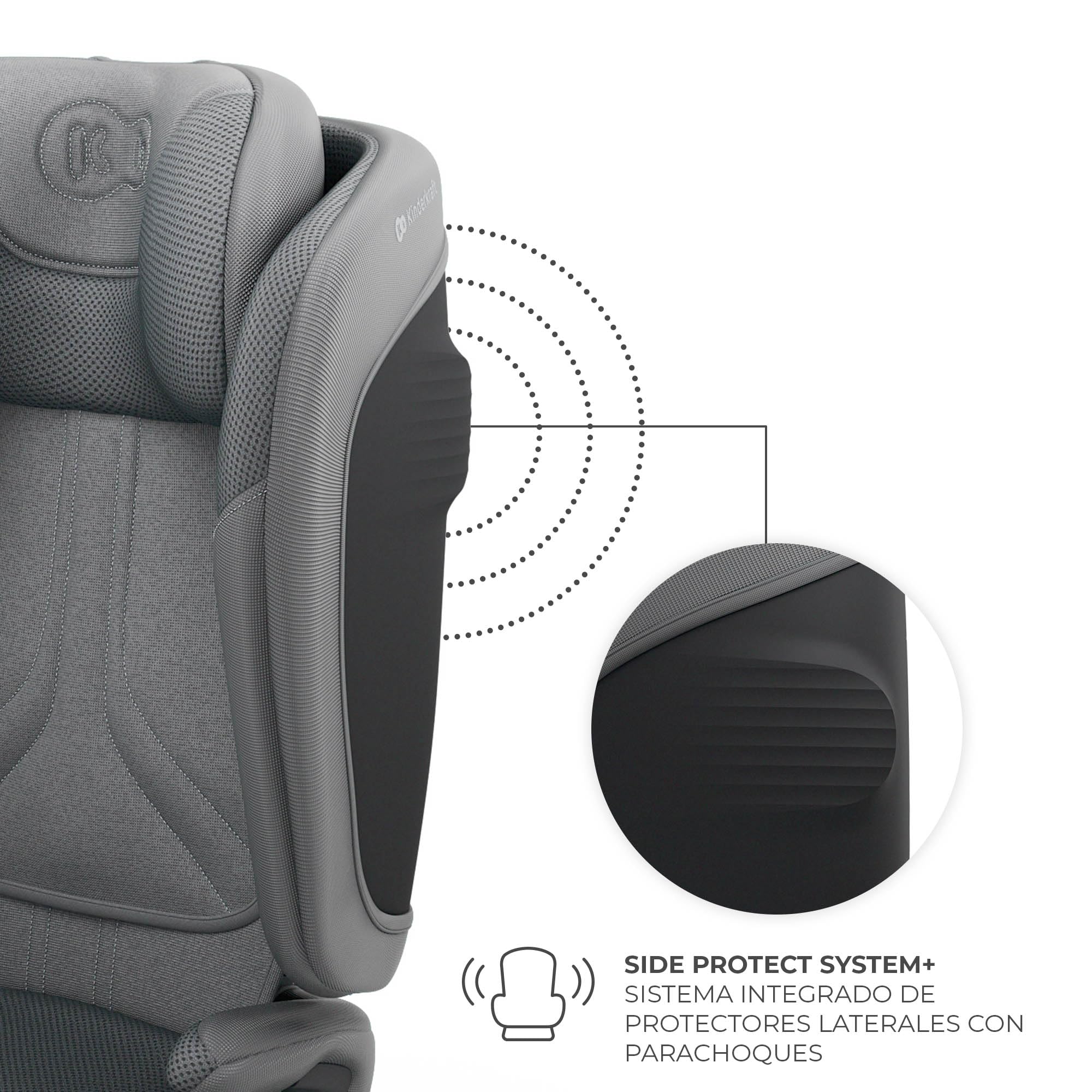 Kinderkraft UNITY 2, Fotelik 100–150 cm dla dzieci 3,5–12 lat, 5-stopniowa regulacja oparcia, Składany, ISOFIX, systemy SPS+ i H-GUARD, Tapicerka AIR FLOW, Łatwe czyszczenie, Szary
