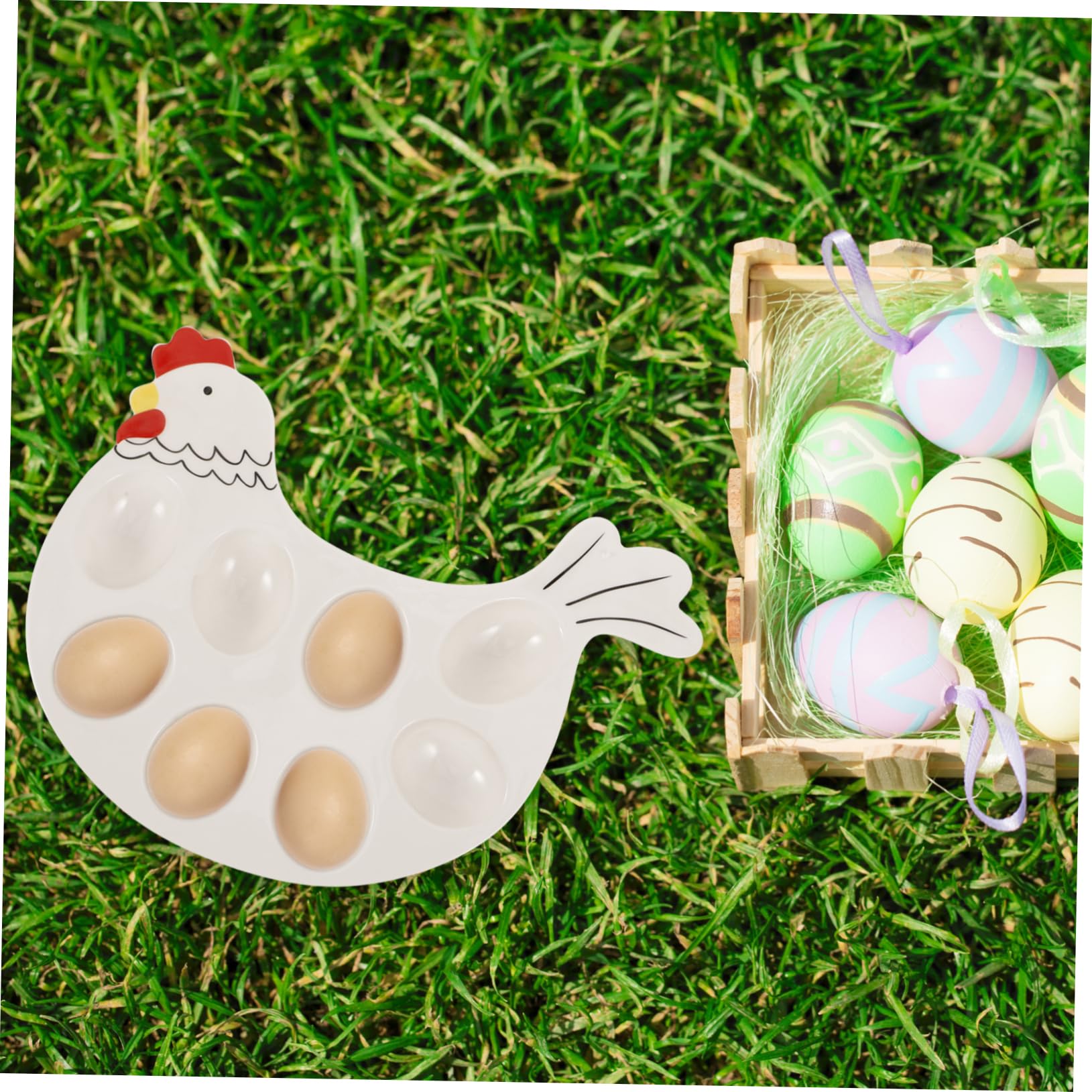 Unomor Easter Egg Serving Platter Ceramic Egg Holder for Deviled Eggs Reusable Dish for Home and Restaurant Gatherings for Family Events and Parties