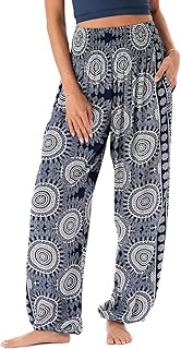 Lotus and Luna Women's Harem Pants Thai Pants for Beach & Lounge High Waisted Flowy Boho Pants Genie Pants Yoga Pants