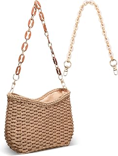 Straw Crossbody Bag for Women Straw Woven Shoulder Bag for Women Crossbody Straw Bag Summer Purse Small Beach Bag with Shoulder Strap Cross Body Handbag