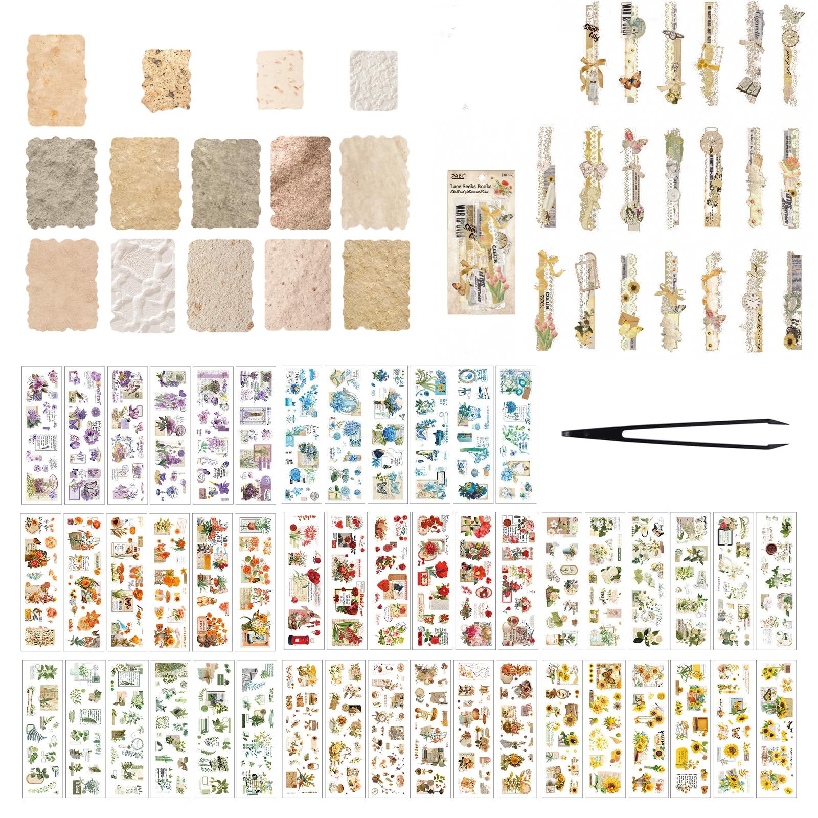 624 Pcs/116 Sheets Vintage Stickers for Scrapbooking, Bullet Journal Stickers Scrapbooking Kit Scrapbook Stickers DIY for Art Craft Bookish Journaling Card Reading Scrap Book Accessories Adults