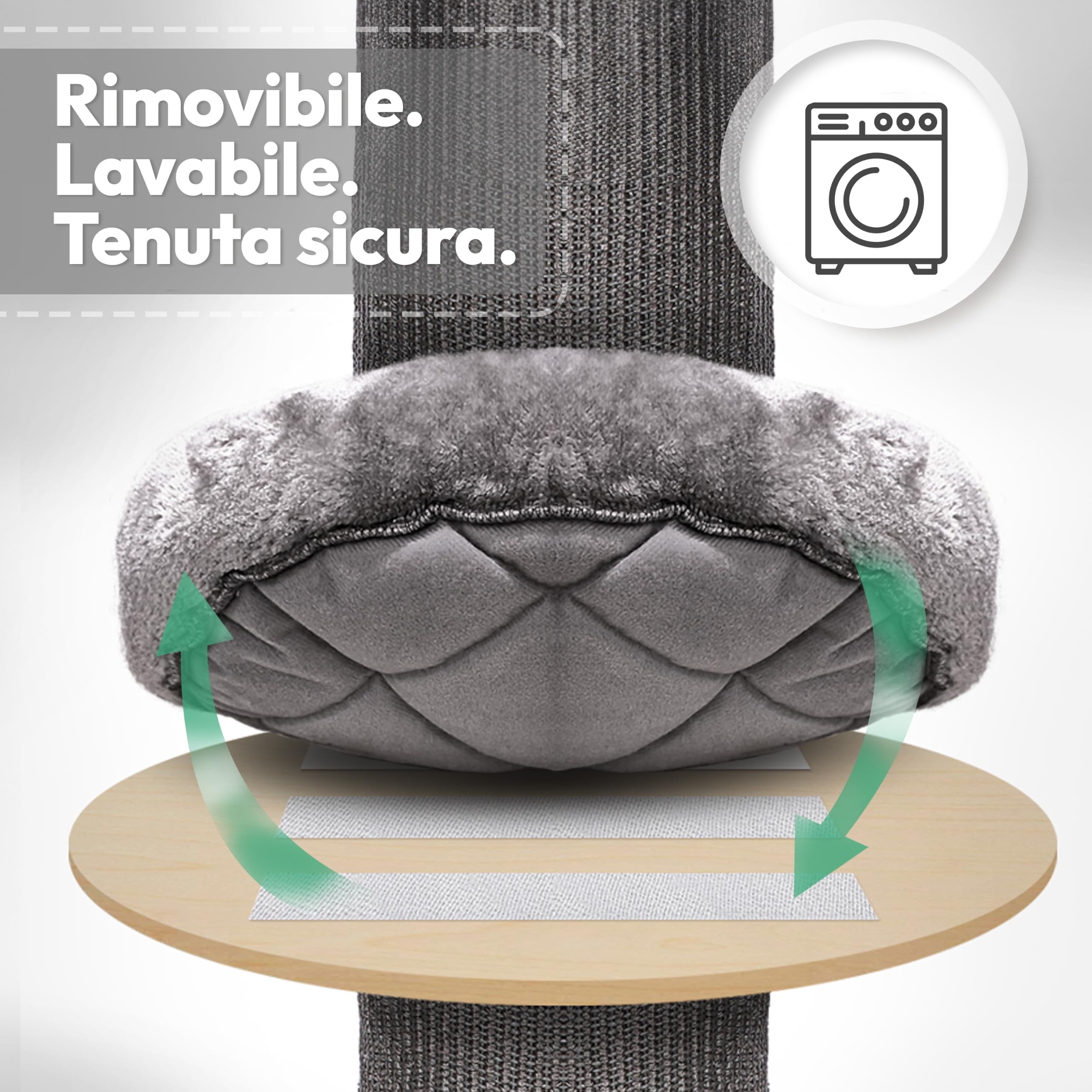 Tiragraffi per Gatti Adulti XXL 185 cm, Tappeto Premium, Grigio