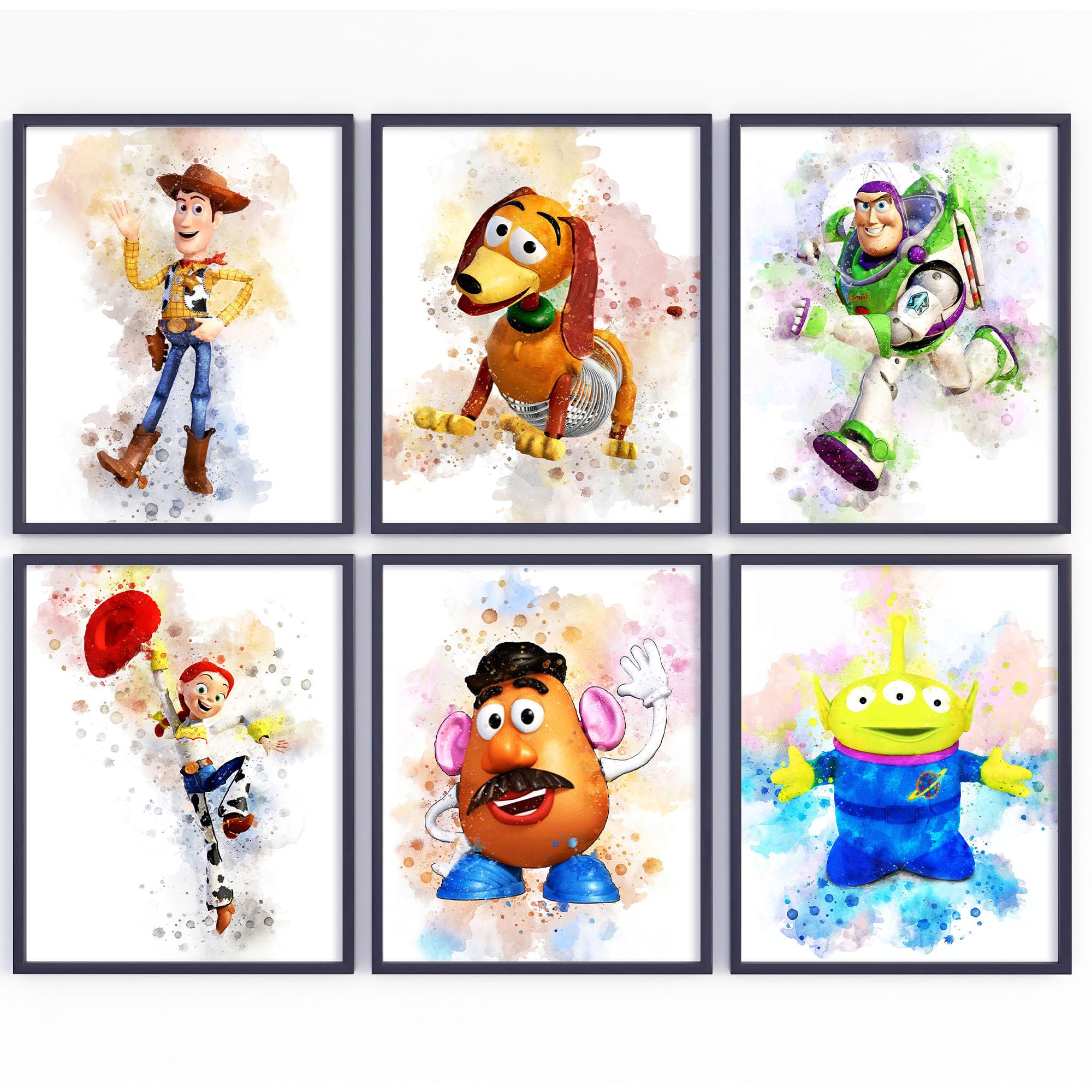 Toy Story Watercolor Prints - Set of 6 (8x10 inches) UNFRAMED - Kids' Bedroom Decor - Woody ...