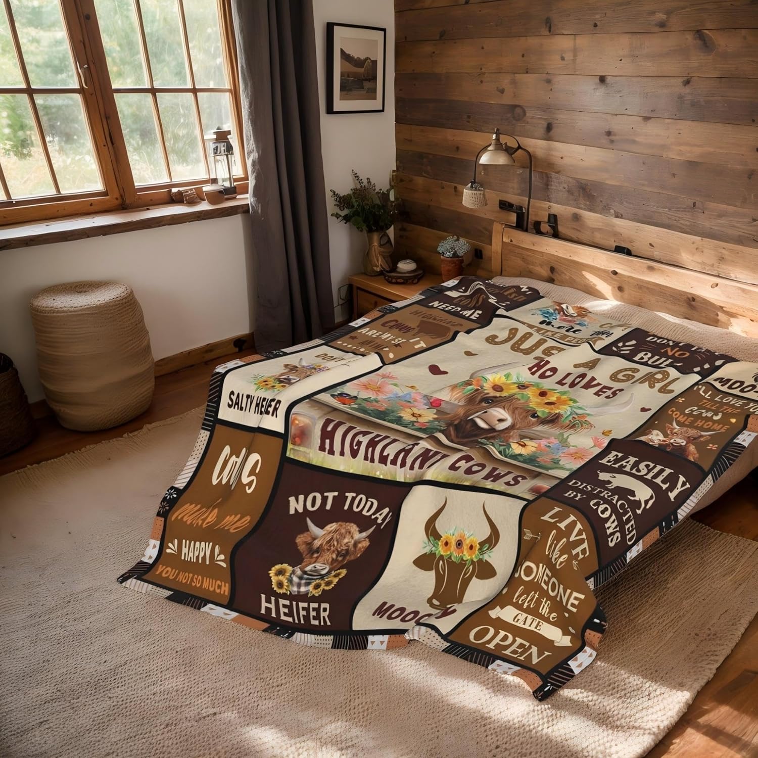 Highland Cow Gifts for Women, Highland Cow Blanket, Cow Print Blanket, Cow Gifts for Women/Lovers Themed Gift Throw Blanket for Couch Sofa 60"x50" - Image 4