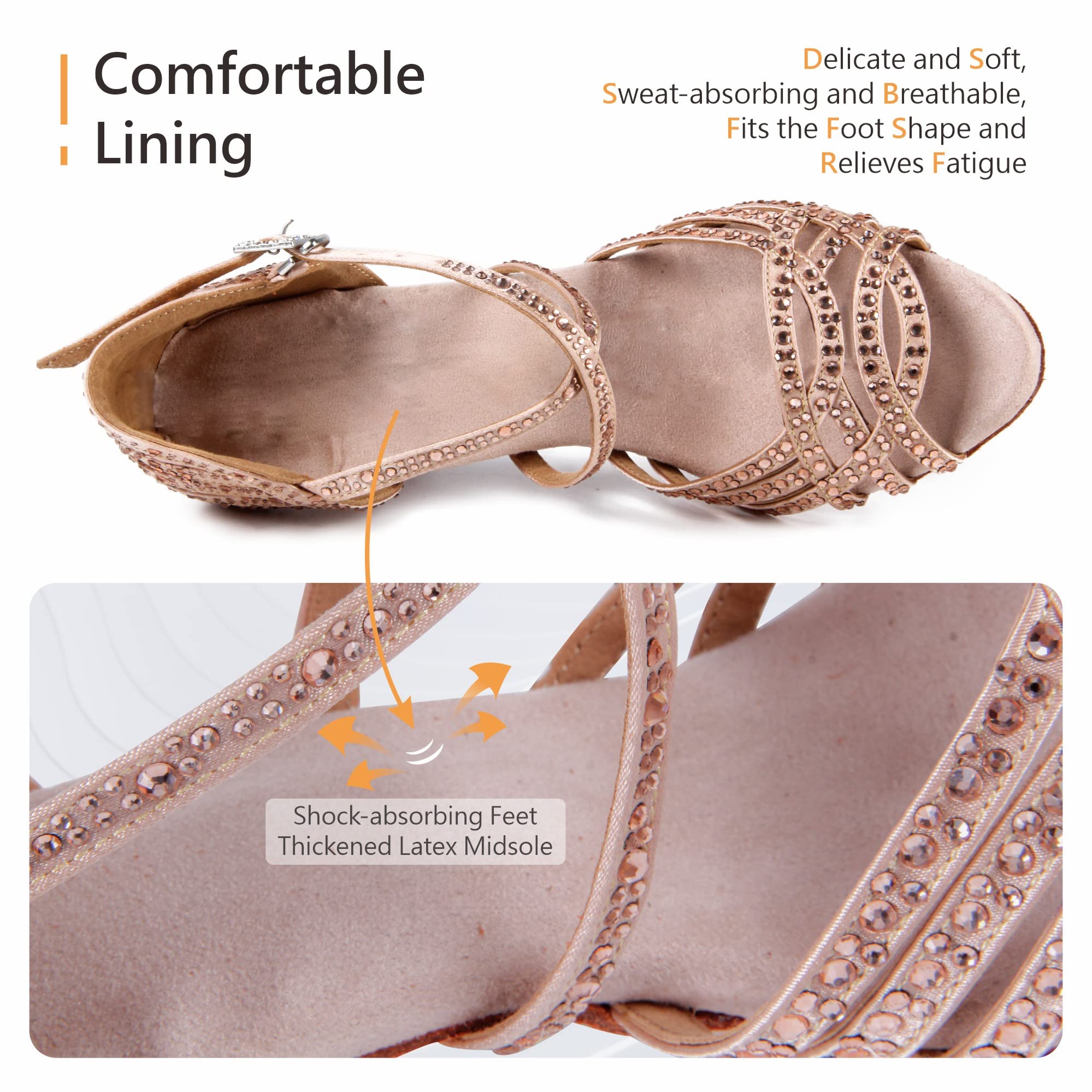 Zapatos de Baile Latino con Punta Abierta para Mujer Diamantes de imitación Tango salón de Baile Social Zapatos de Baile para Fiesta de Boda