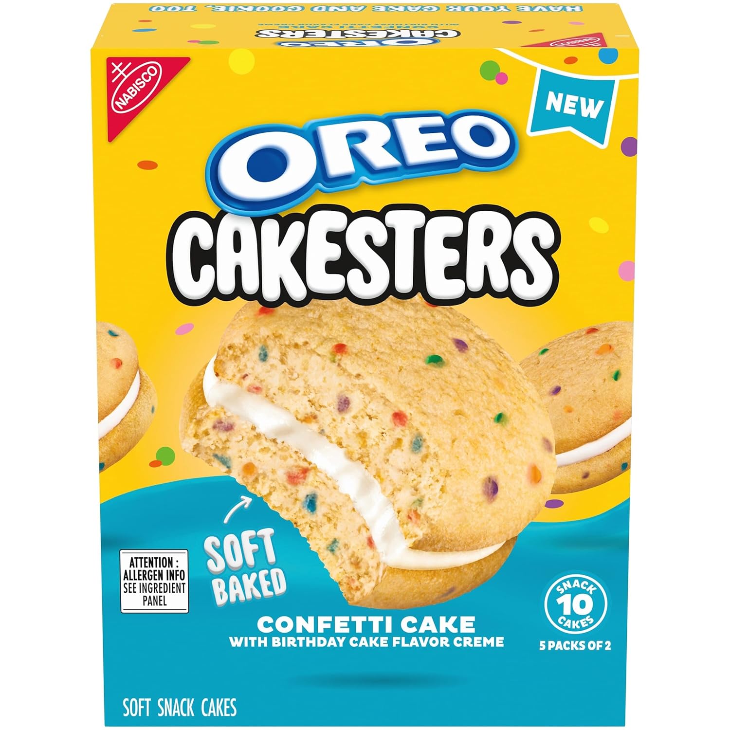 OREO Cakesters Confetti Cake Soft Snack Cakes, 5-2.02 oz Snack Packs