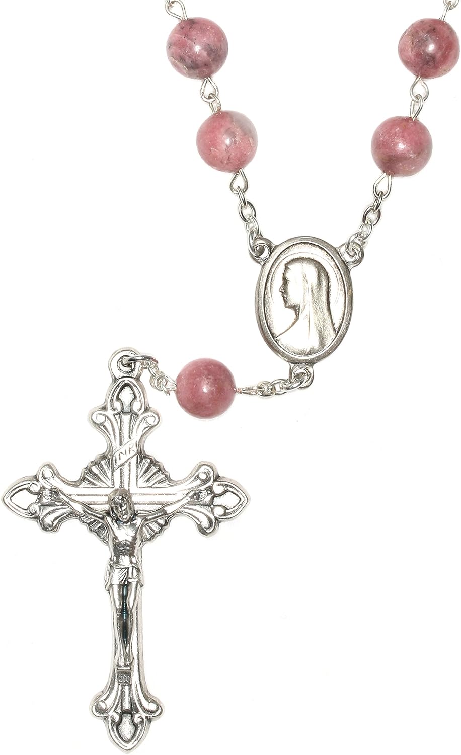 Gemstone Catholic Prayer One Decade Rosary -CHOOSE POCKET Or AUTO (Clasp for Hanging)- Includes Holy Card, Gemstone meaning -Communion, Confirmation, RCIA, Christmas, Easter, Reconciliation, Wedding