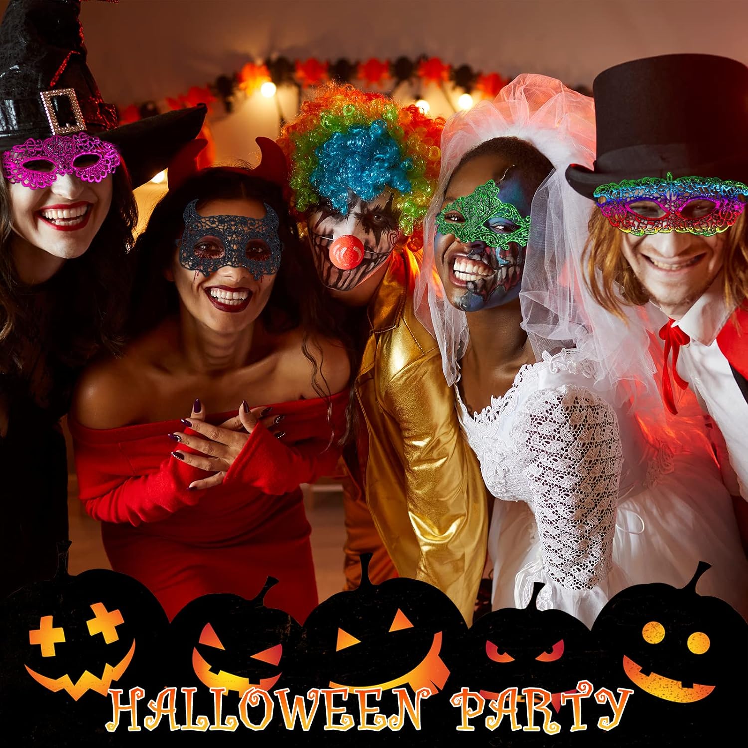 Chivao 50 Pcs Lace Masquerade Masks for Women Venetian Masks Eye Mask Halloween Carnival Mari Grass Costume Party - Image 6