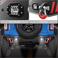 Vista 6 de Parachoques trasero para Ford Bronco 2021-2025 con textura negro de ancho completo con anillo en D y luces LED