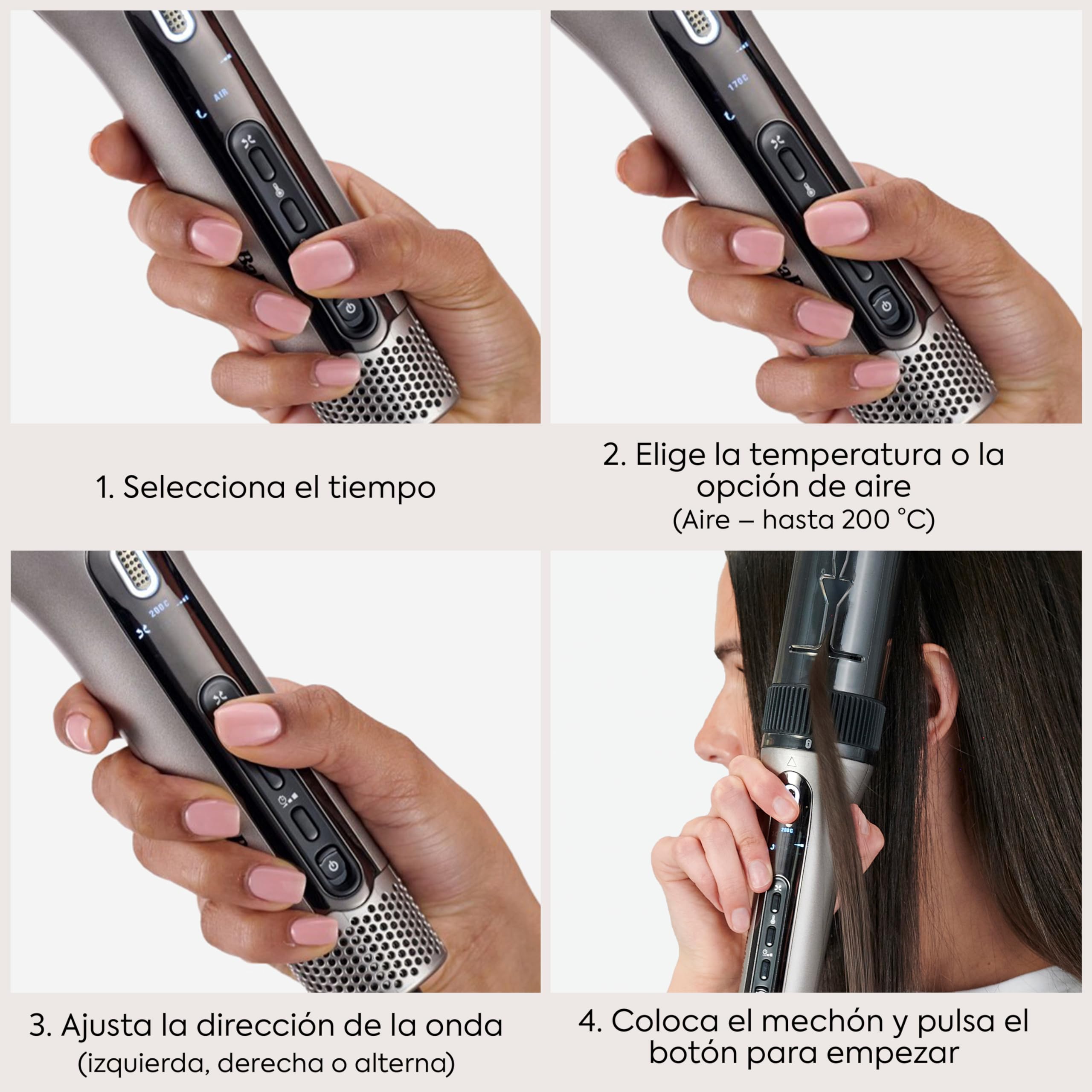 BaByliss Style Secret Air Moldeador Automático – Tenacilla 25 mm, Opción calor o aire, 48 opciones de peinados (rizos, ondas o movimiento), Cabello corto y largo, Rizador fácil de usar, C6686E