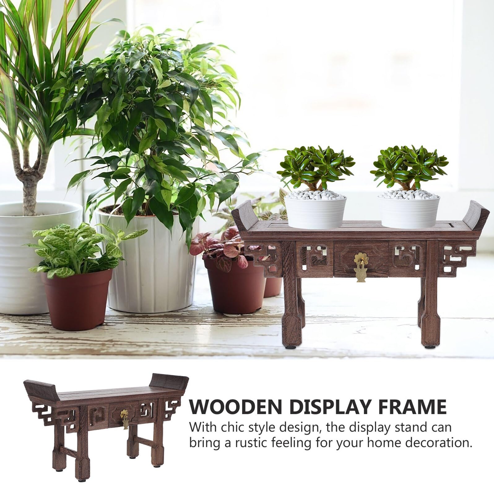 Soporte de Madera para Exhibición de Figuras y Adornos, Resistente Buena Textura, Adecuado para Cafeterías y Mesas, Estilo Rústico y Chic