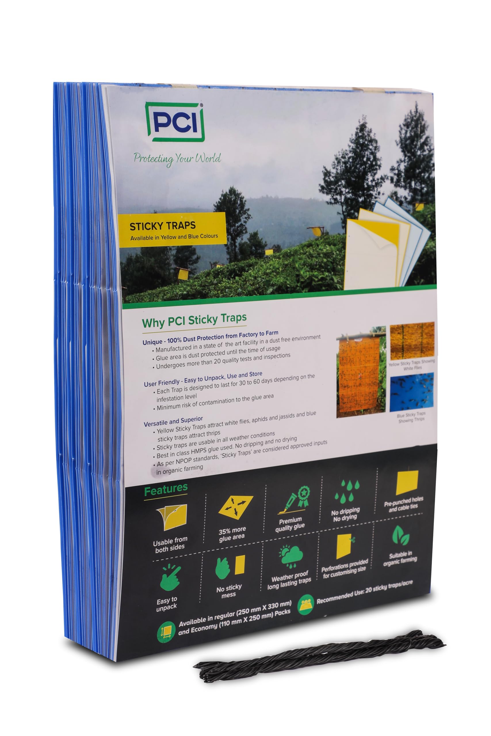 PCI -Blue Sticky Traps (25cmX33cm) for Insect in Garden & Farm,Glue Trap/Fly Trap/Insect Catcher/Sticky Pads for Insects- White Flies,Thrips,Small Insects on Plant (20 Traps)-image-47