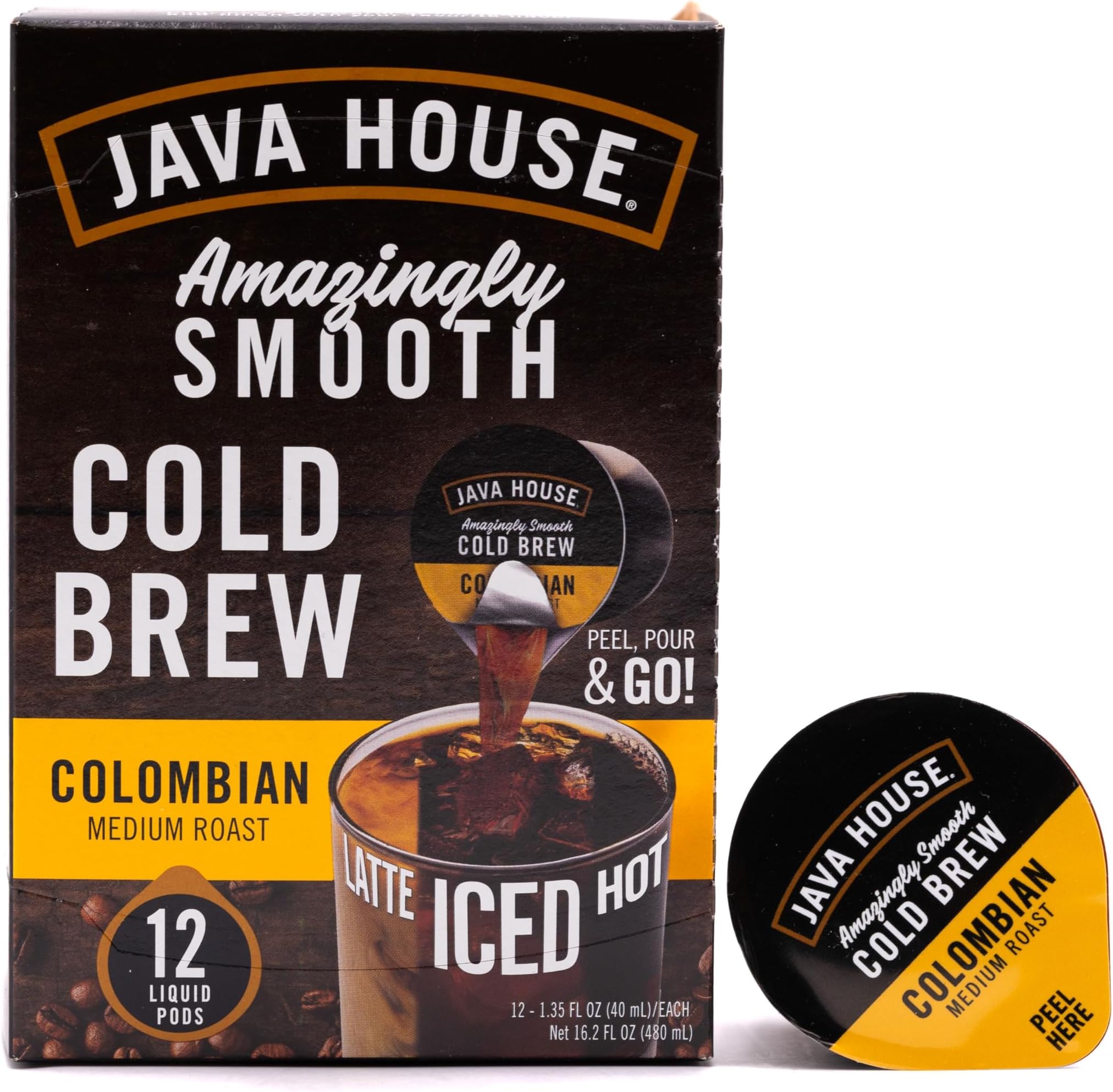 Java House Cold Brew Coffee Concentrate Single Serve Liquid Pods - 1.35 Fluid Ounces Each (Colombian, 12 Count)…