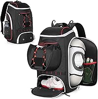 Smasrob Football Equipment Backpack with External Ball Holder, Insulated Pocket & Fence Hooks - Youth & Adult