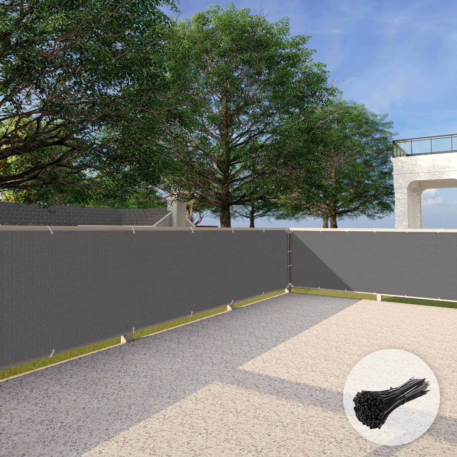 Patio 3' x 25' Balcony Privacy Screen Apartment Railing Covers Fence Panels for Outdoor, Temporary Fencing for Porch Deck Backyard Net Mesh with Zip