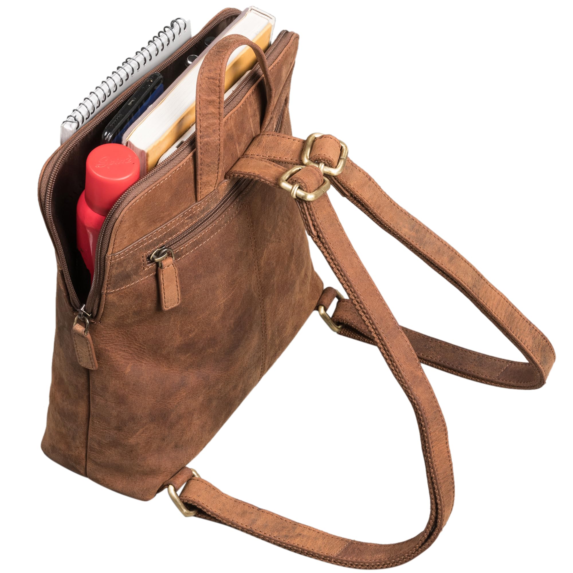 STILORD Heidi Eleganter Lederrucksack Damen Echtleder klein wasserdicht, Rauleder und diebstahlsicher ideal als Rucksackhandtasche, Vintage Daypack und Retro Cityrucksack mittel-groß