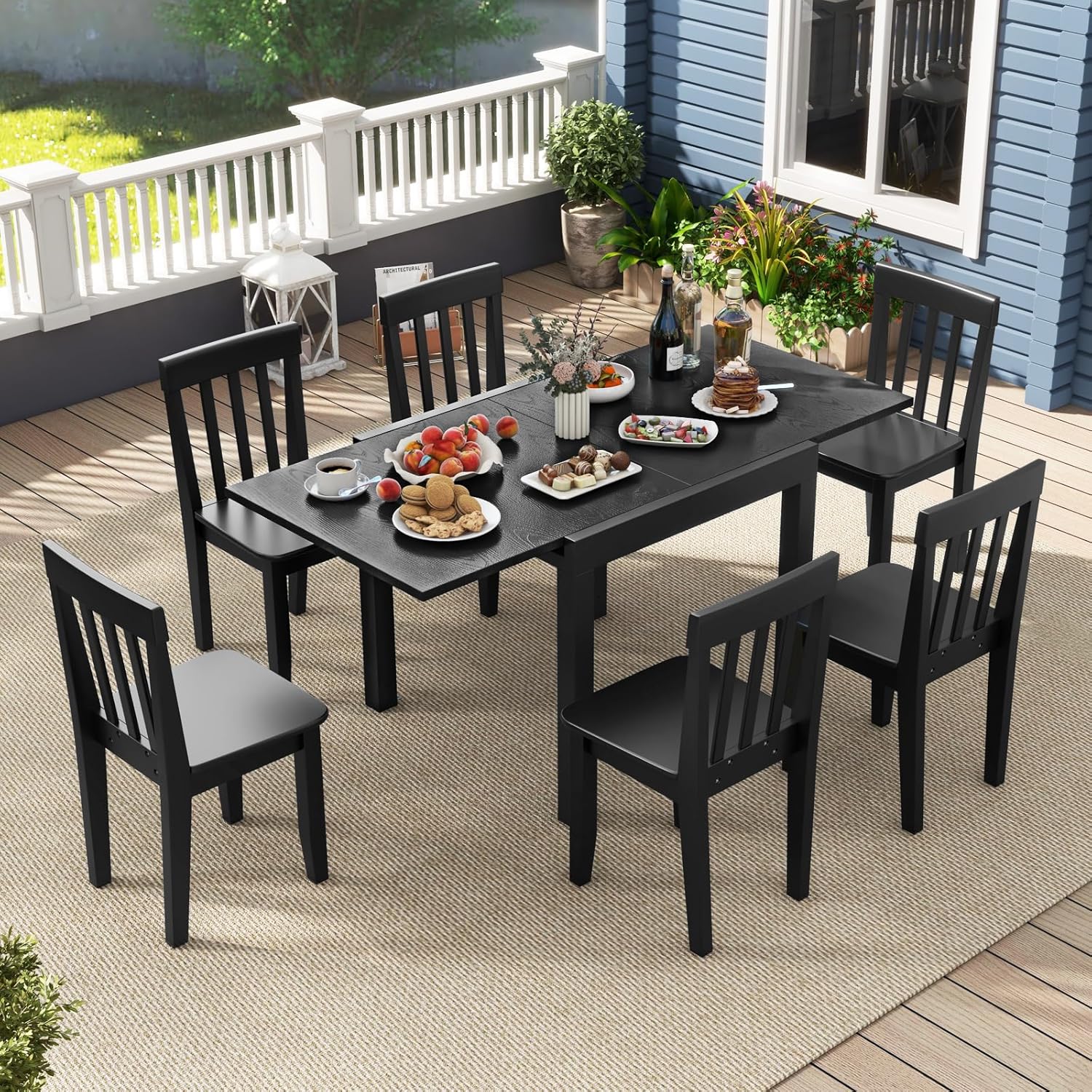 Giantex Expandable Aluminum Dining Table for 4-6 People, 31.5”-63” Extendable Patio Table, Adjustable Rectangular Bistro Table, Outdoor Dining Furniture for Garden, Deck & Poolside