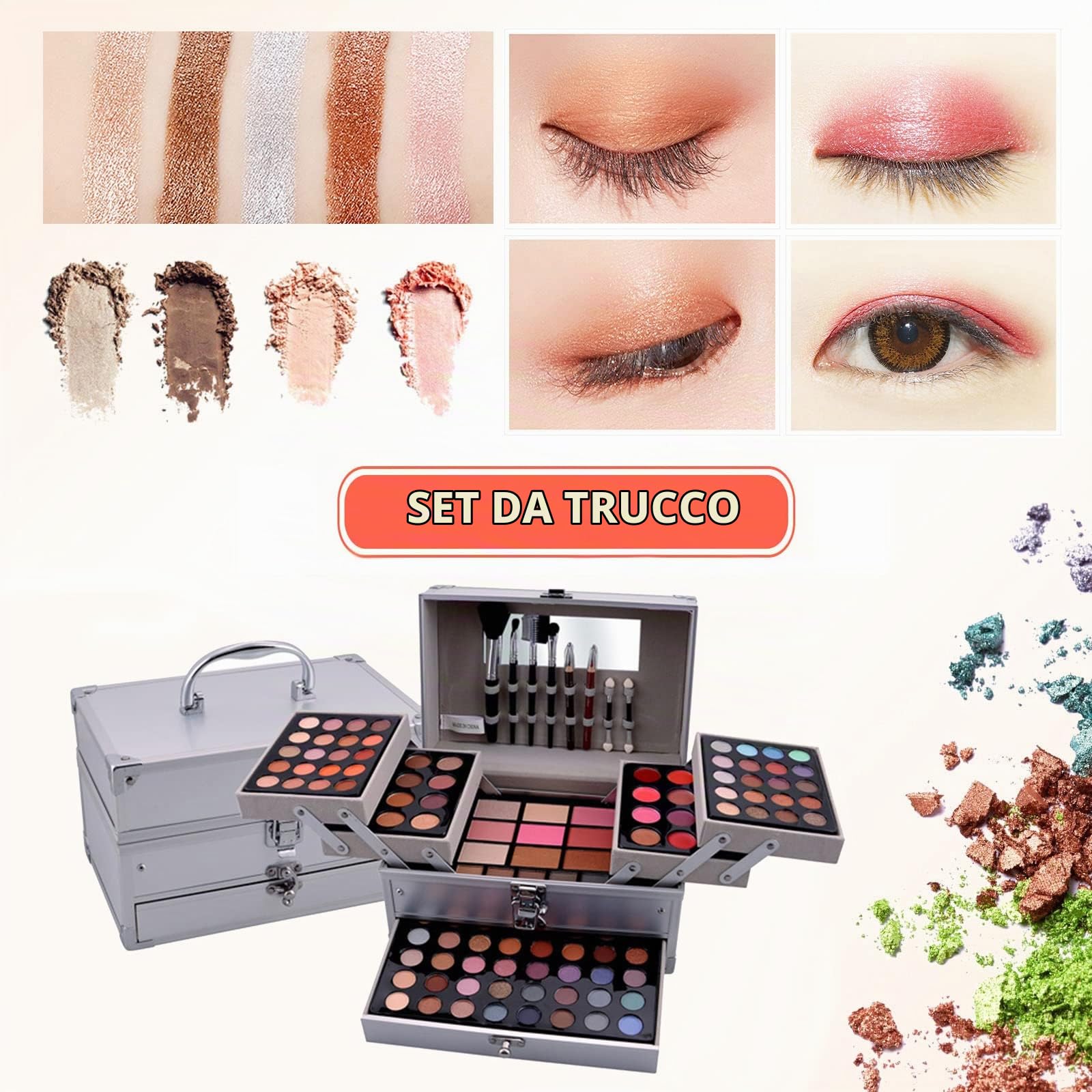 Professional Trucchi Donna Offerta, MKNZOME Set Trucchi Make Up Completo Kit Makeup Regalo di Natale e Compleanno Palette Ombretti Professionali Rossetti Make-up Fondotinta Correttore