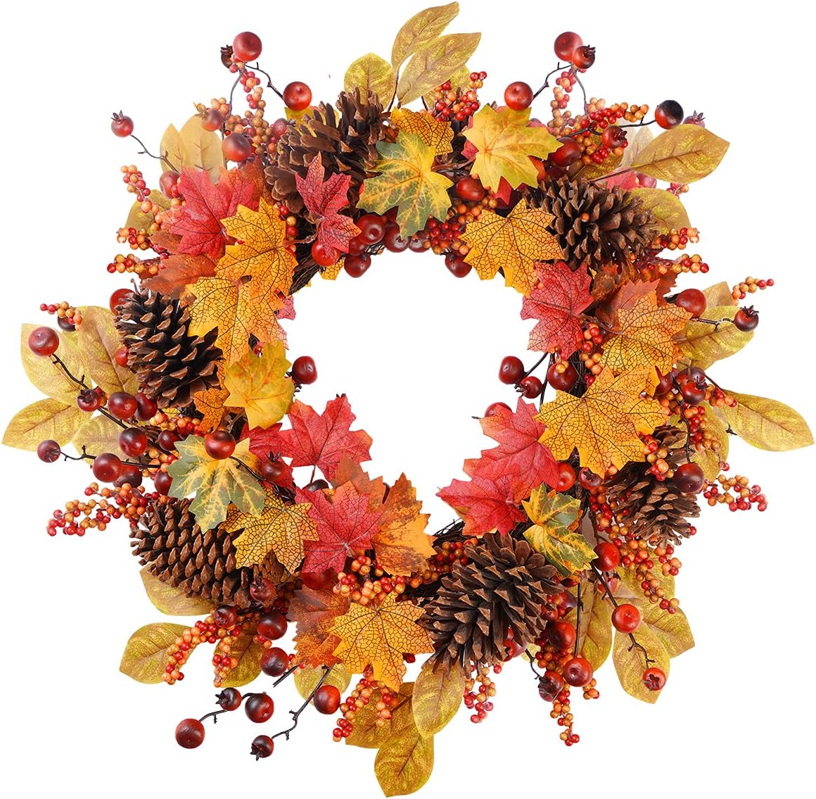ddhs 24” fall wreaths for front door outside, artificial fall door wreath for wall window wedding party decor indoor outdoor, autumn wreath for home halloween thanksgiving decorations