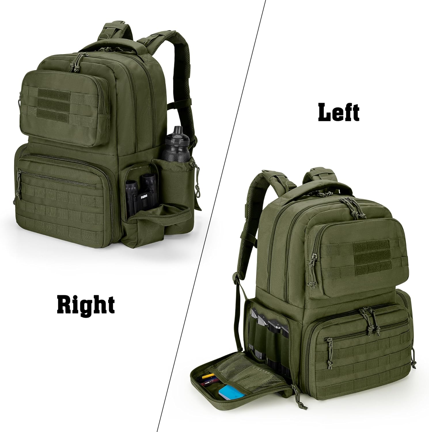 DSLEAF Tactical Pistol Backpack with 6 Pistol Cases, Gun Range Backpack with 10x Magazine Slots for Shooting and Hunting