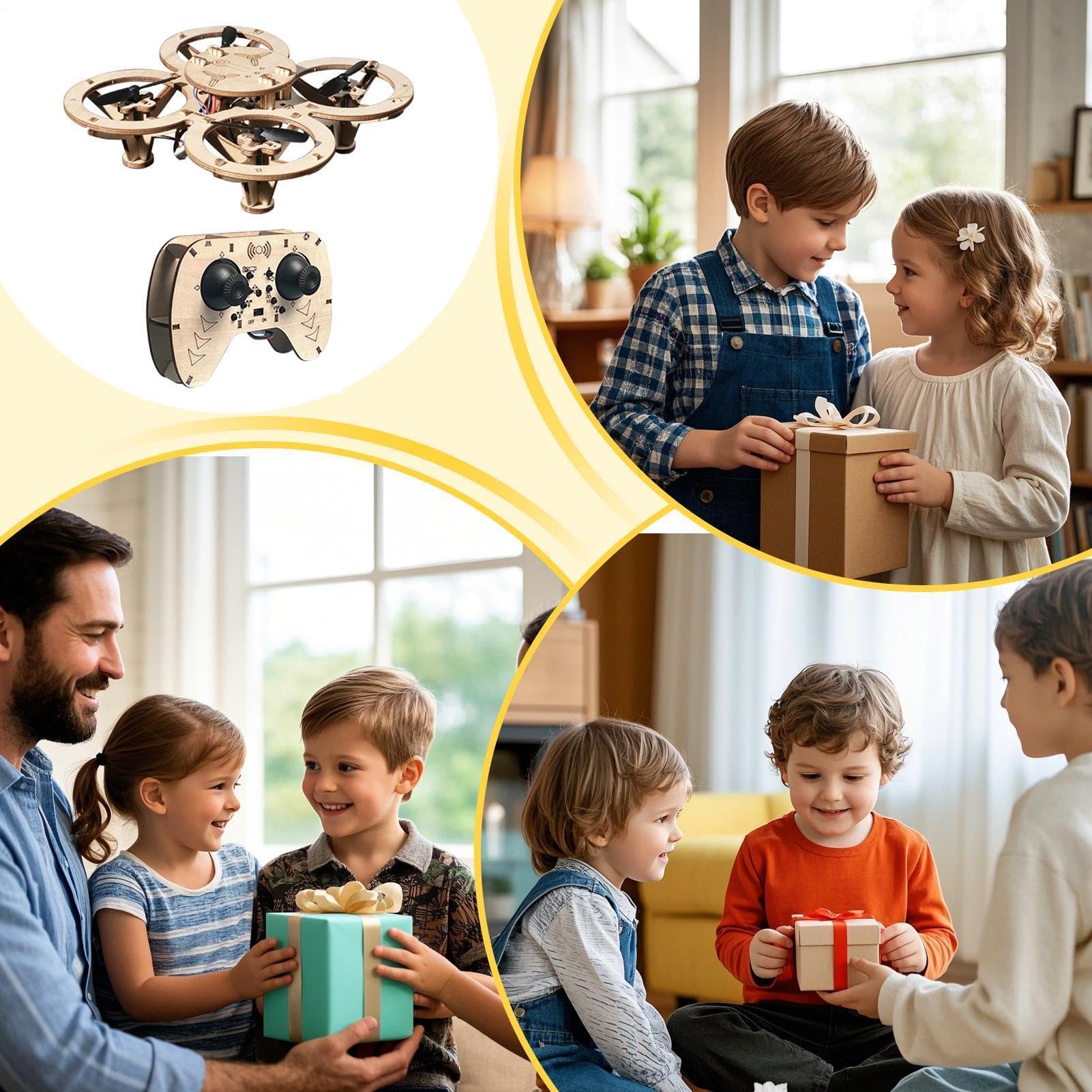Kit Di Costruzione Drone Volante Educativo Da Assemblare Con Radiocomando | Kit Drone Artigianale Per Bambini Regalo Compleanno Attività Casa Interni Vacanze Scuola Casa Giochi